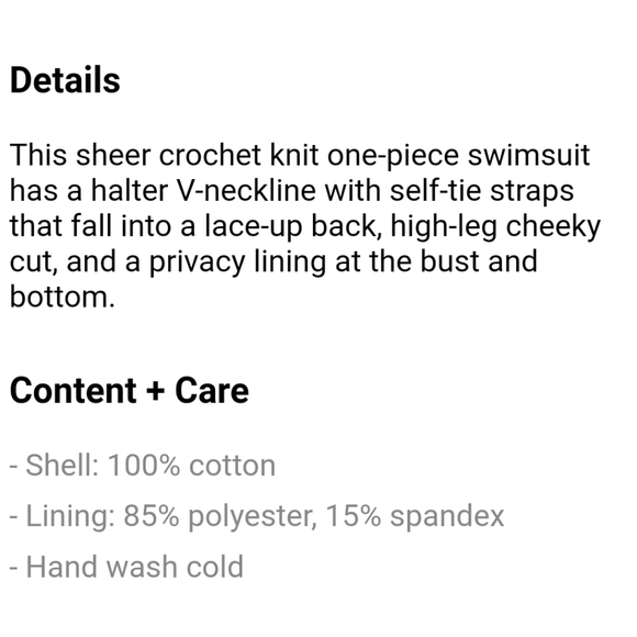 Semi sheer crochet one piece bathing suit - Picture 5 of 6